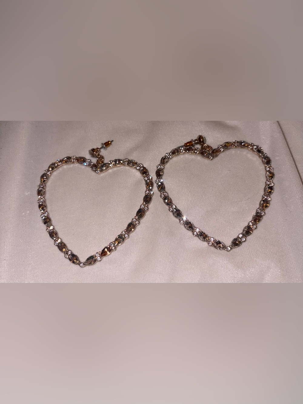 Sparkling Heart Hoop Earrings - Gold Tone